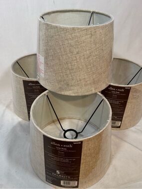 New Allen+Roth tan linen small drum lamp shades (4) 8x10x7